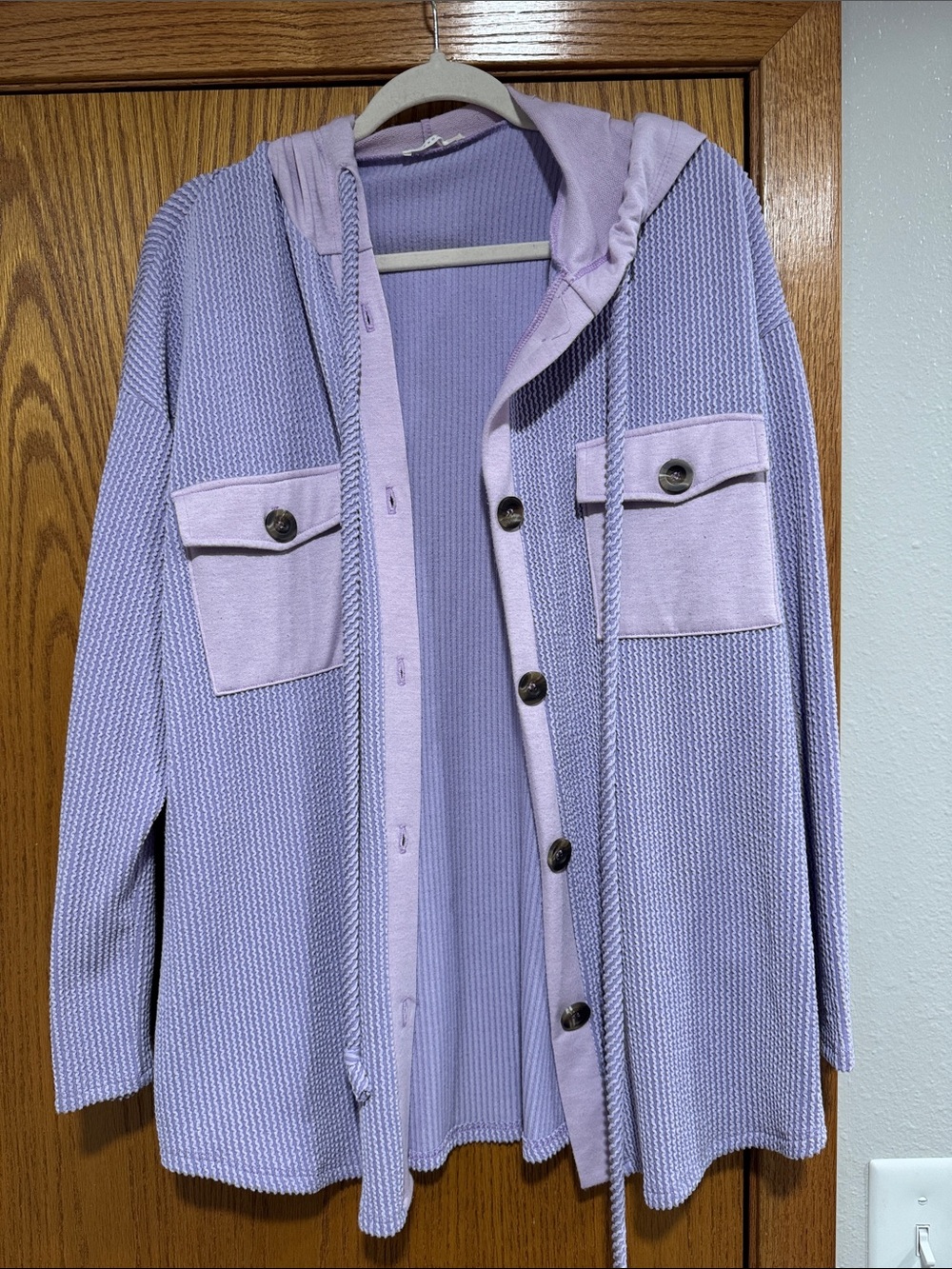 Reborn J Lilac Ribbed Knit Hooded Top